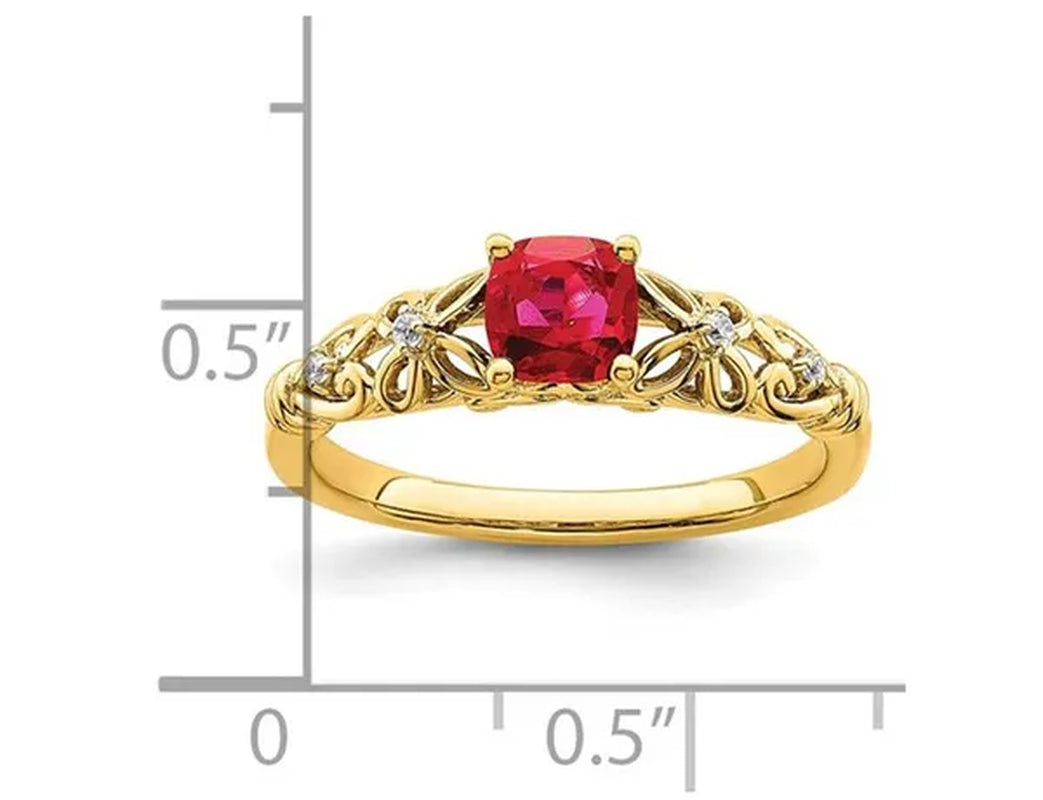 1/2 Carat (ctw) Cushion-Cut Ruby Ring in 14K Yellow Gold