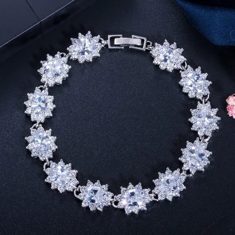 GLORIYA Summer New Bracelets Bangles for Women Red Cubic Zirconia Stone 925 Sterling Silver Plated Fashion Style Jewelry(Size :18 cm)