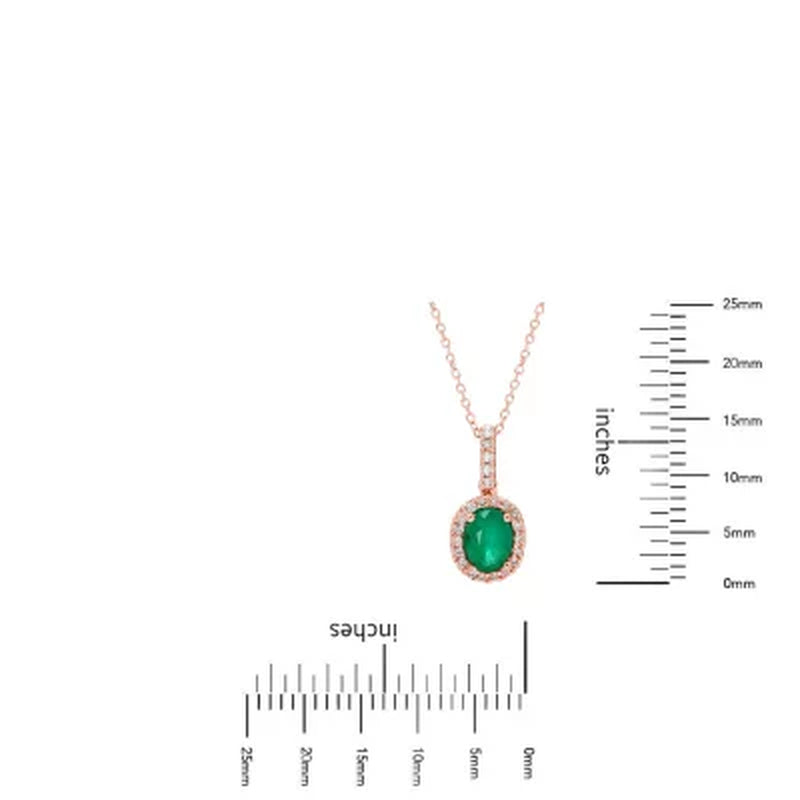 Genuine Emerald and 0.11 CT. T.W. Diamond Pendant in 14K Gold