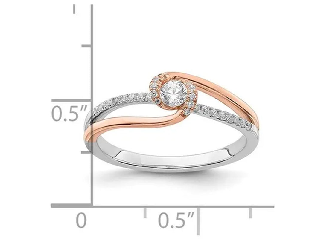 1/4 Carat (ctw) Diamond ByPass Band Ring in 14K White and Rose Gold