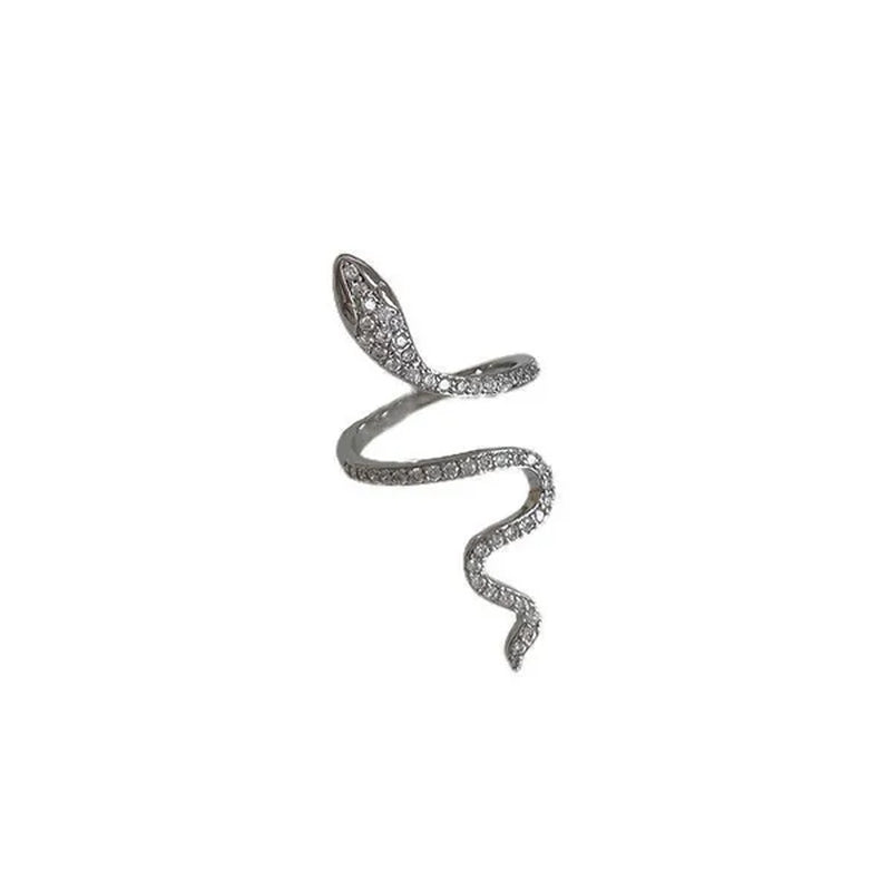 Fashion Exquisite Sterling Flash Diamond Micro Set Women's Snake Diamond Ring Bride Princess Engagement Ring Jewelry