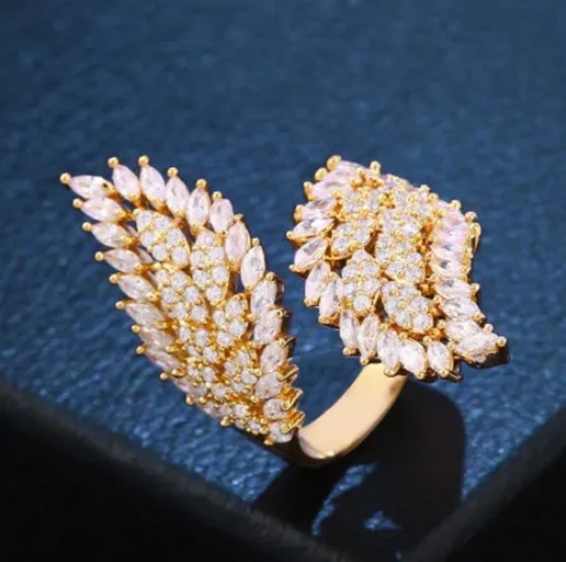 Silver Ring Leaf Open Ring Exaggerated Personality Leaf Gold Plated Ring Statement Crown Ring Natural Gemstones Ring Wedding Bride Engagement Band Charm Party Ring Jewelry
