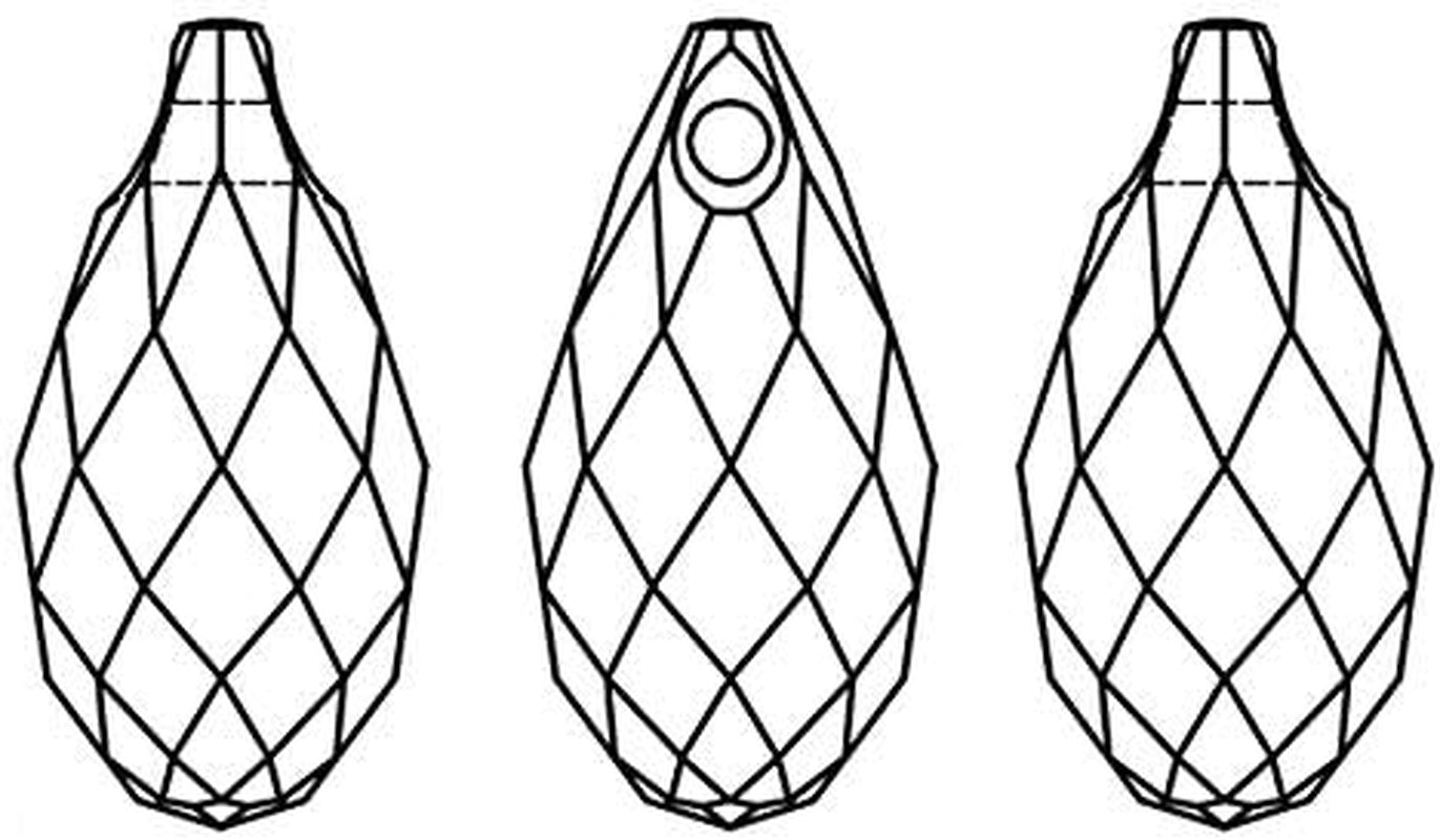 13 X 6.5Mm Austria Crystal 6010 Briolette Pendant by 4-Pcs (Crystal AB)