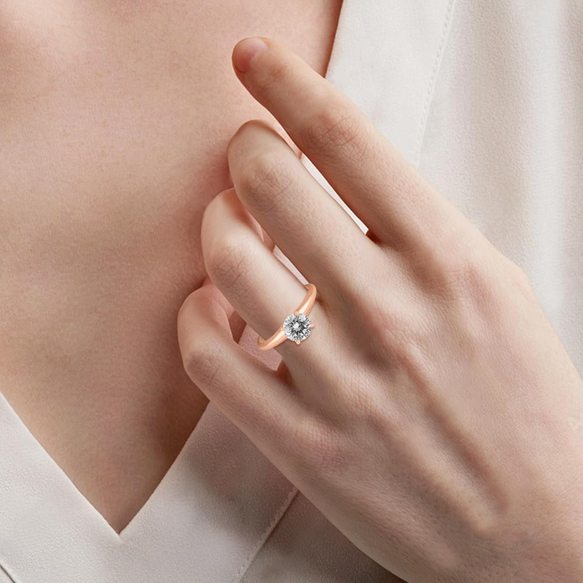 Certified 1 Carat Diamond Solitaire Ring Available in 14K White, Yellow and Rose Gold (J-K Color, I2-I3 Clarity)