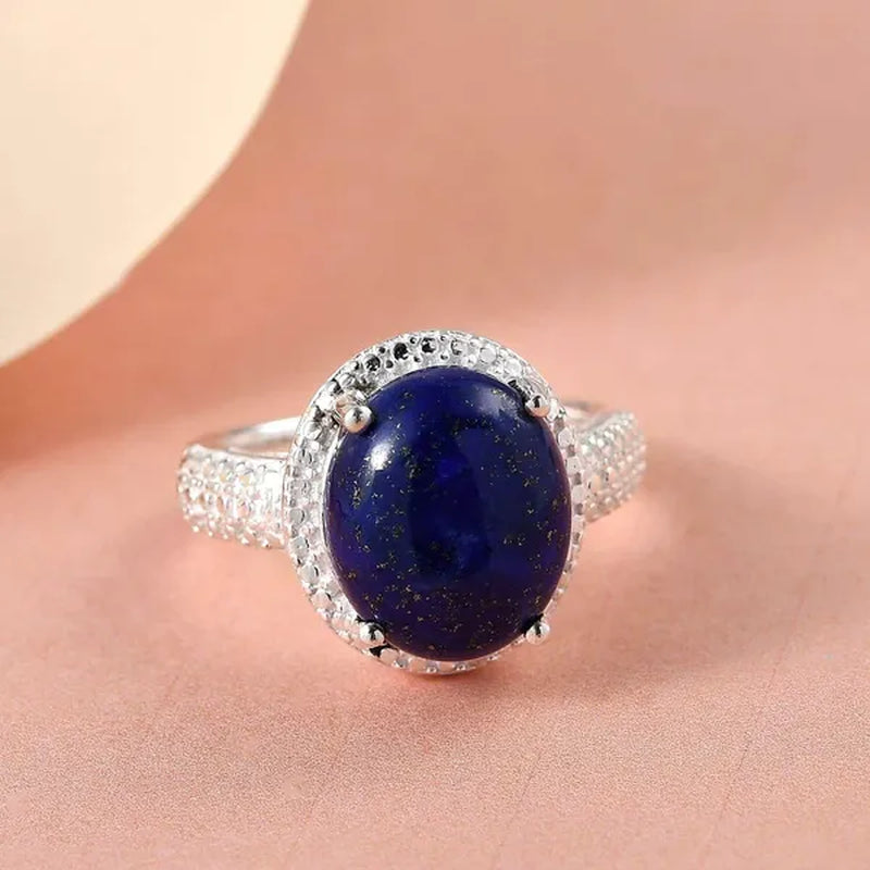 925 Sterling Silver Lapis Lazuli Crystal Chakra Reiki Ring for Women Jewelry Gifts for Women Birthday Gifts for Women