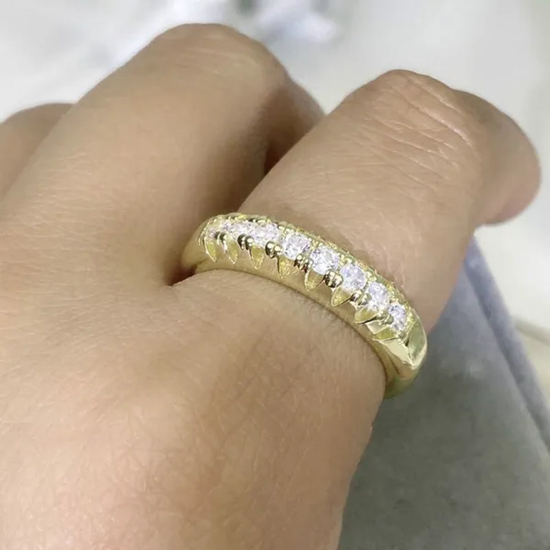 Luxury silver /18K Gold Ring 925 Sterling Silver Womens Ring White Sapphire Wedding Band Engagement Diamond Ring Fine Jewelry Christmas Gift Size:6 7 8 9 10