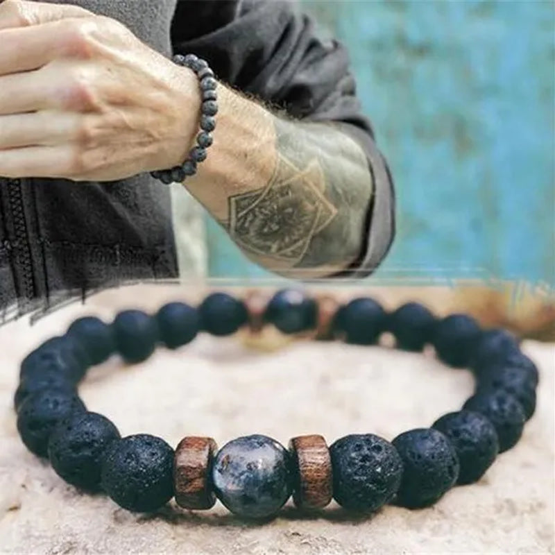 Luxury Fashion Men's Creative Bead Bracelet Handwoven Adjustable Natural Stone Bead Bracelet Hip Hop Bracelet Men's Jewelry Party Anniversary Gift Christmas Gift Jewelry