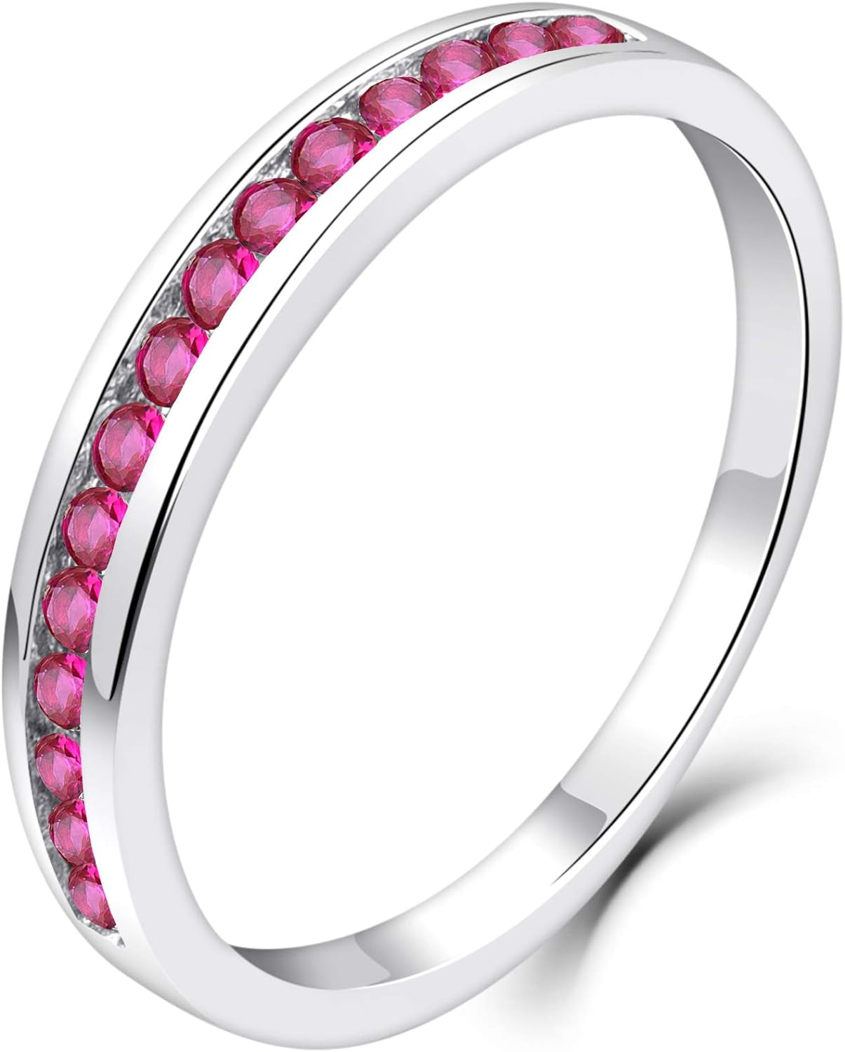 Stackable Ring 925 Sterling Silver Halo Birthstones Eternity Bands for Women