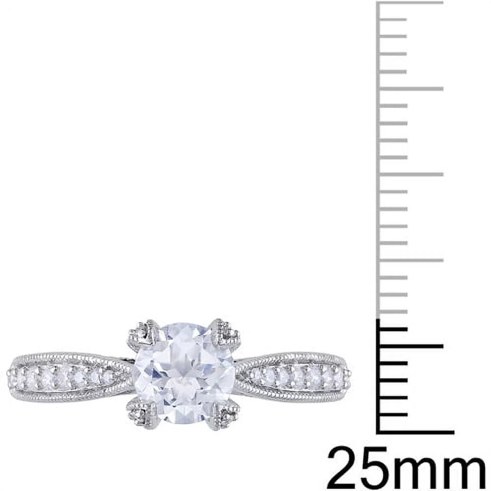 1/5 Carat T.W. Diamond and 1 Carat T.G.W. Created White Sapphire Sterling Silver Engagement Ring