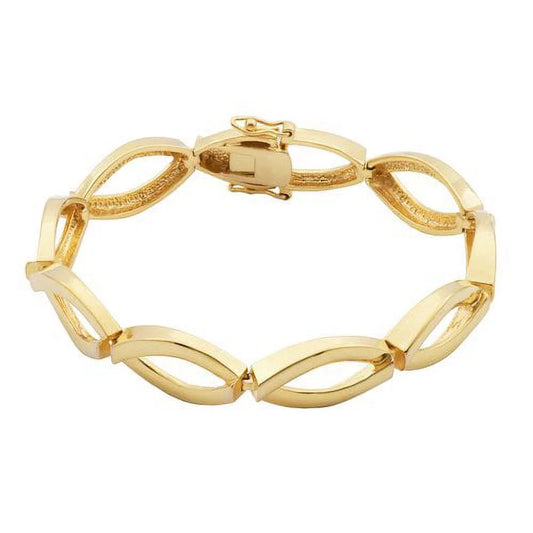 Women'S 18Kt Gold over Brass High-Polish Elong Link Bracelet, 7.5"