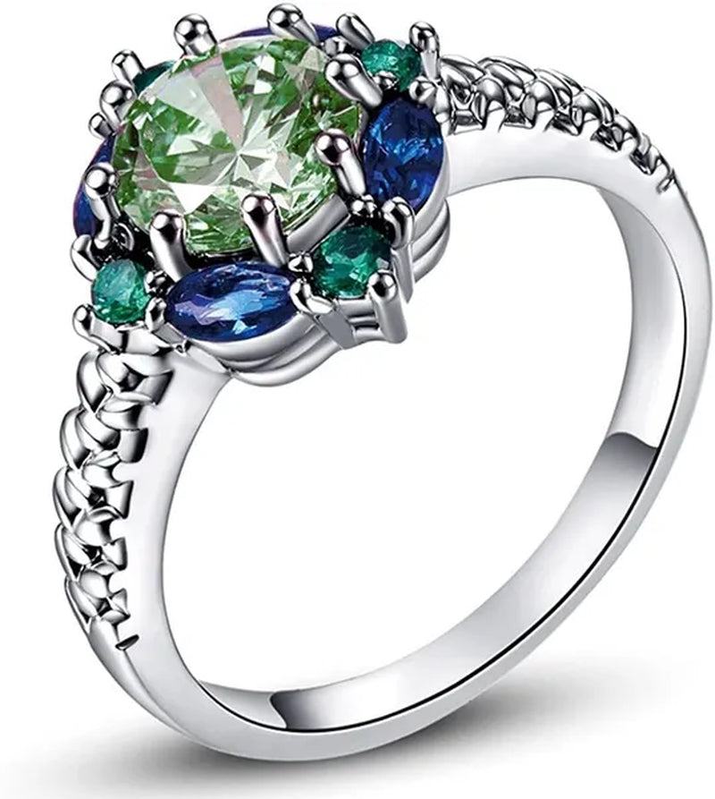 Elegant 925 Sterling Silver Emerald Women Rings Fashion Ruby Amethyst Wedding Party Jewelry Rings for Women