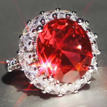 Unique Silver Natural Ruby Gemstones Birthstone Bride Princess Wedding Engagement Strange Ring Size 6 7 8 9 10