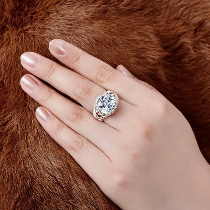 High Quality 4 Prong Setting White Sapphire Leaf Vine Rings for Women Bridal Wedding Luxury Ring Jewelry