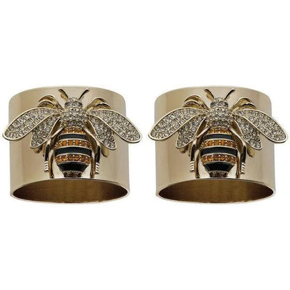 YOHAPP Unique Steam Punk Jewelry Gold Plated Diamond Bee Ring Bee Jewelry Wide Band Ring for Women Anniversary Gift