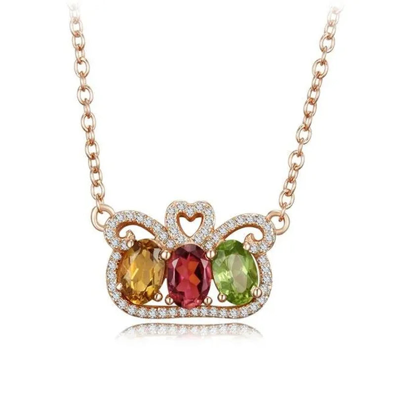 Majesty Diamonds MDS170289 1.5 CTW Oval Multi-Color tourmaline Fancy Pendant Necklace in .925 Sterling Silver with 18K