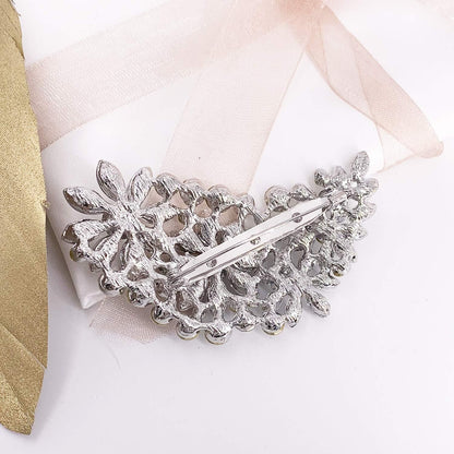Vintage Austrian Crystal Flower Leaf Bouquet Clusters Large Big Brooch Pin for Women Gold Tone