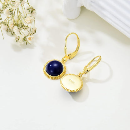 Lapis Lazuli Earrings Sterling Silver Blue Lapis Leverback Earrings for Women Natrual Lapis Gemstone Earrings Lapis Lazuli Jewelry for Women Teens Girls Birthday Gift