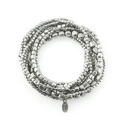 Silver Bead Bracelet Silver Bracelet Bead Bracelet Stretch Bracelet Stacking Bracelet Beaded Braceletyoga Bracelet