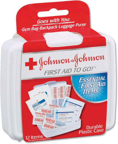 Johnson & Johnson First Aid to Go Portable Mini Travel Kit, 12 Pieces