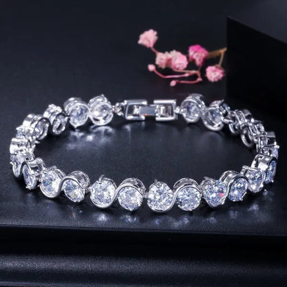 CANDICE White Gold Plated Natural Purple Crystal Bracelets Bangles For Femme Romantic Gift 18CM