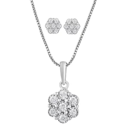 0.50 CT. T.W. Diamond Pendant & Earring Set in 14K White Gold