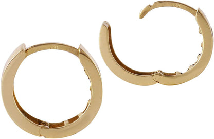 14K Yellow Gold Hoop Huggie Earrings with Pink Sapphires