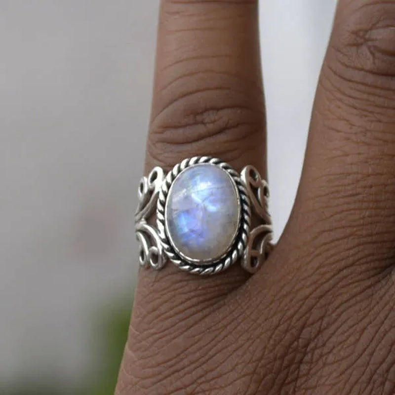 Exquisite Ring Rare Huge Princess Moonstone Jewelry Promise Proposal Gift Bride Engagement Wedding Band Rings Size 5 - 11