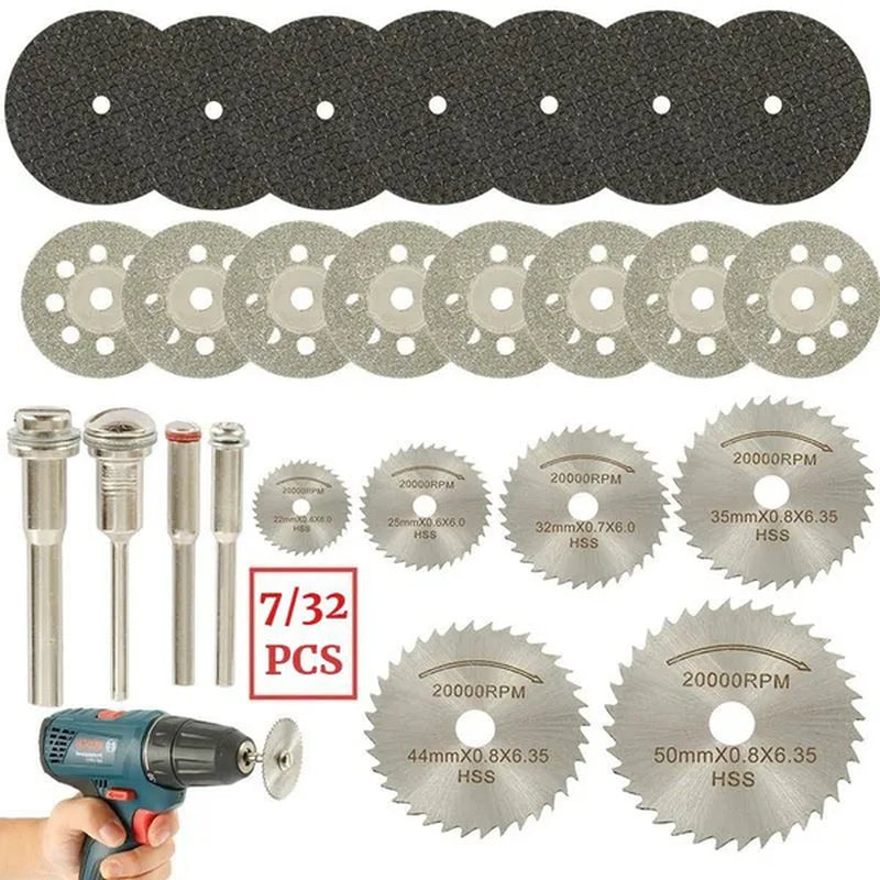 7/32 Pcs Diamond Saw Blade Set HSS Mini Circular Saw Blade for Dremel Rotary Tools Resin Cut-Off Wheels Diamond Cutting Discs