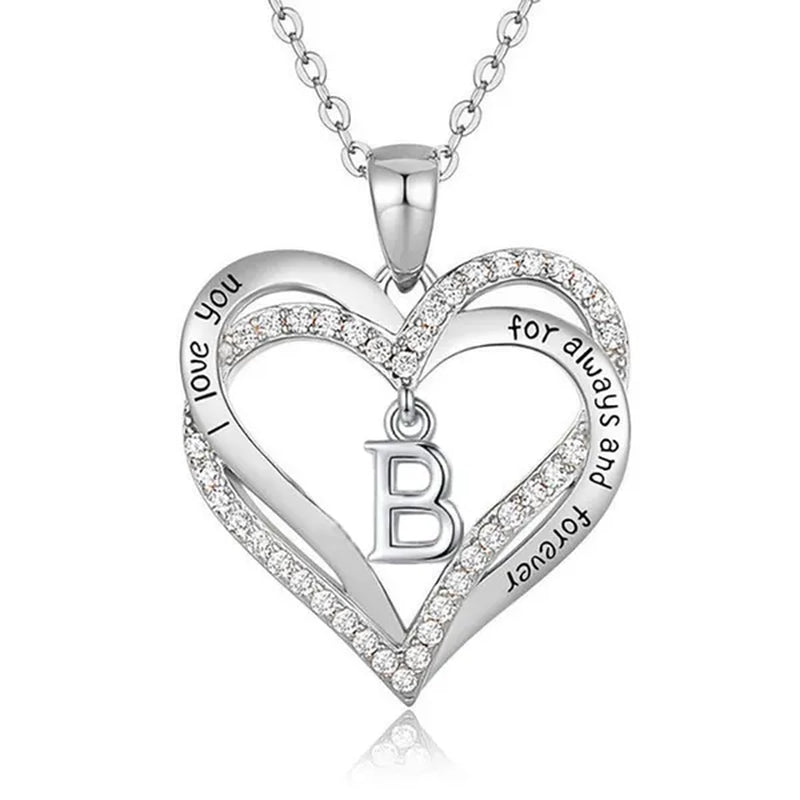 Exquisite Fashion Women's Creative Initials Necklace Diamond Love Pendant Engagement Necklaces for Women Letters Jewelry Accessories Birthday Holiday Anniversary Gift