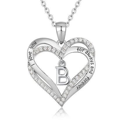 Exquisite Fashion Women's Creative Initials Necklace Diamond Love Pendant Engagement Necklaces for Women Letters Jewelry Accessories Birthday Holiday Anniversary Gift