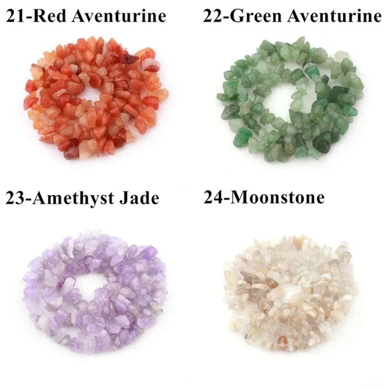 80Kinds 5-8MM natural stone irregular shape free-form chip beads tiger eye amethyst turquoise white crystal red coral Lapis lazuli used for jewelry making DIY bracelet 30"