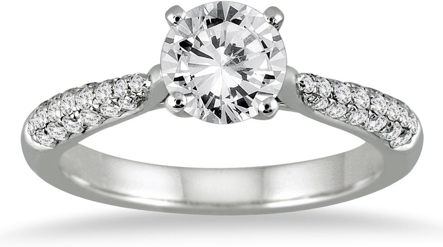 AGS Certified 1 Carat TW Pave Diamond Ring in 14K White Gold (I-J Color, I2-I3 Clarity)