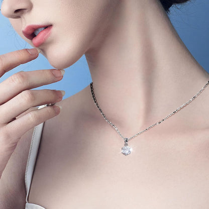 Moissanite Pendant Necklace 1-5CT 18K White Gold Plated Silver D Color Ideal Cut Diamond Necklace for Women with Certificate of Authenticity