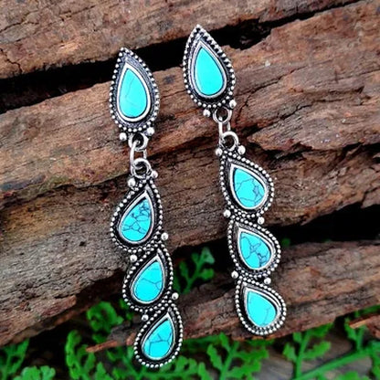 Native America Jewelry 925 Solid Sterling Silver Plated Turquoise Diamond Stud Drop Dangle Earrings