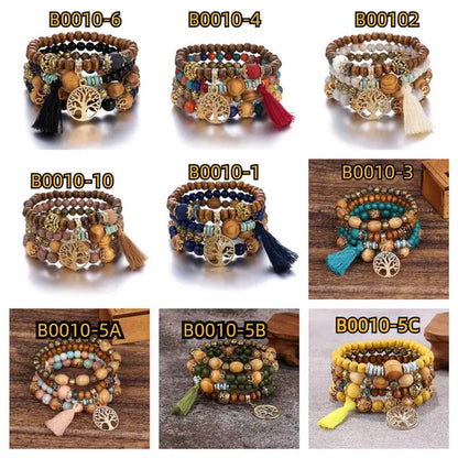 Bohemian Stackable Bead Bracelets for Women Stretch Multilayered Bracelet Set Multicolor Jewelry