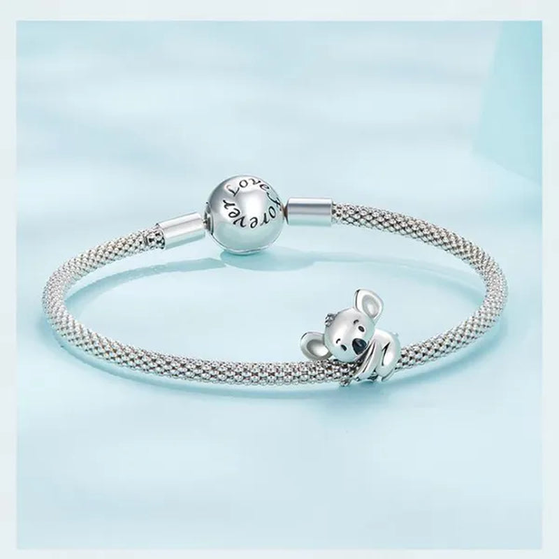 925 Sterling Silver Cute Animal Koala Charm Fit Charm Bracelets DIY