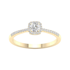 1/4 Ct TDW round Diamond Halo Engagement Ring in 10K Yellow Gold (H-I, I2)