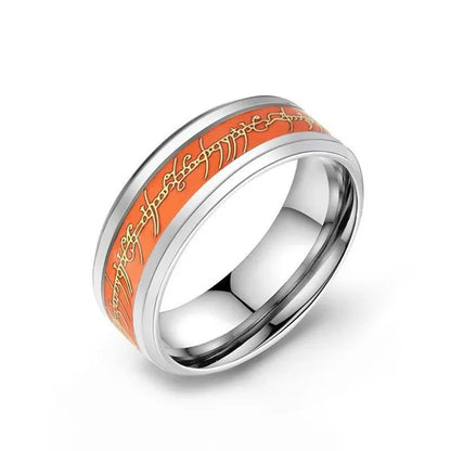 New Stainless Steel Glow in the Dark Lord of Ring for Men Blue Yellow Luminous Wedding Ring Male Jewelry Gift 8Mm