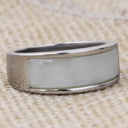 Vintage Men's Agate Ring Stainless Steel Sky Blue Black White Gemstone Irregular Ring Jewelry Gift for Men Women Boyfriend Girlfriend