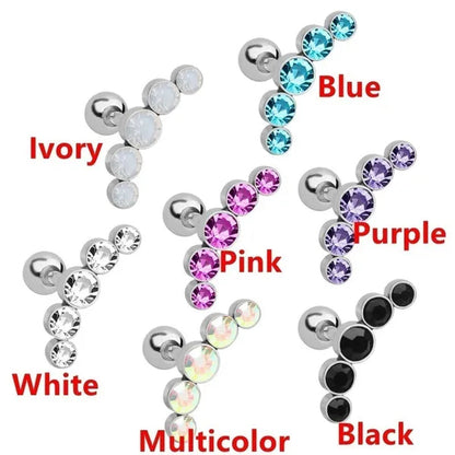 Ear Studs Piercing Tragus Diamonds Stainless Steel Earrings Cartilage Helix Small Ball Bullet Ear Bone Earring