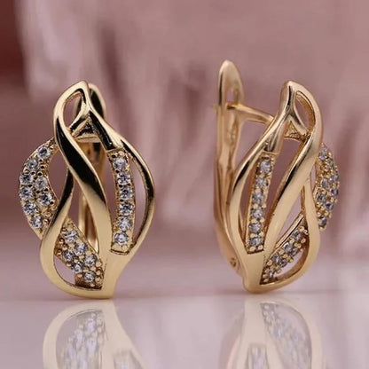 Trendy 18K Gold Diamond Infinity Earrings for Women Bridal Wedding Huggie Earrings Jewelry Gift