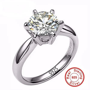 100% Real Solid Silver Wedding Rings for Women Set 8mm Sona CZ DIAMOND Engagement Ring 925 Pure Silver Rings Fine Jewelry