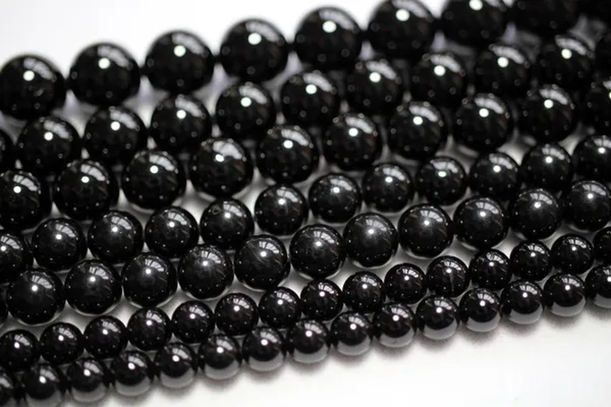 Natural Genuine Black Tourmaline Gemstone Round Loose Beads Fit Women Jewelry Necklace Bracelets 4/6/8/10/12mm Pick Size