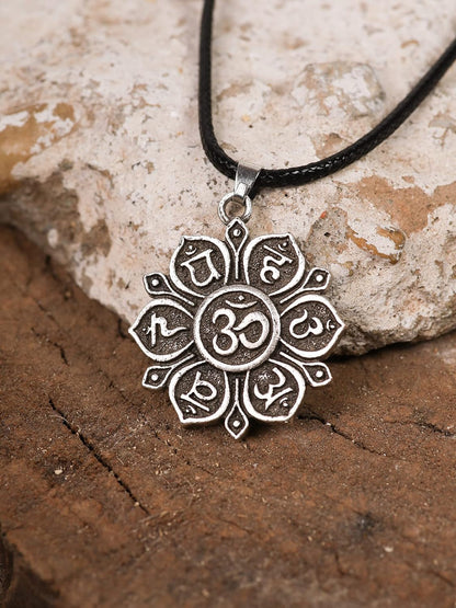 Buddhist Necklace, Dharma Wheel of Life Lotus Flower Yoga Pendant, Jewelry Gift for Men and Women