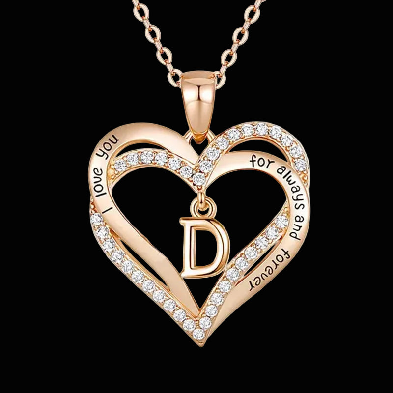 Exquisite Fashion Women's Creative Initials Necklace Diamond Love Pendant Engagement Necklaces for Women Letters Jewelry Accessories Birthday Holiday Anniversary Gift
