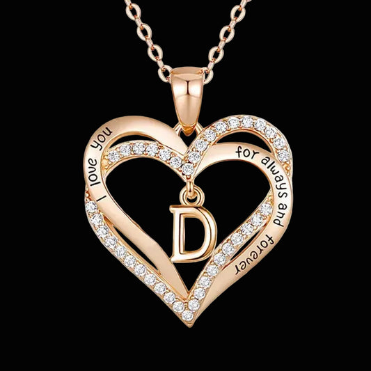 Exquisite Fashion Women's Creative Initials Necklace Diamond Love Pendant Engagement Necklaces for Women Letters Jewelry Accessories Birthday Holiday Anniversary Gift