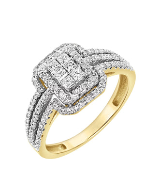 3/8Ctw 10KT Yellow Gold Emerald Limited Edition Genuine Certified Diamond Ring by