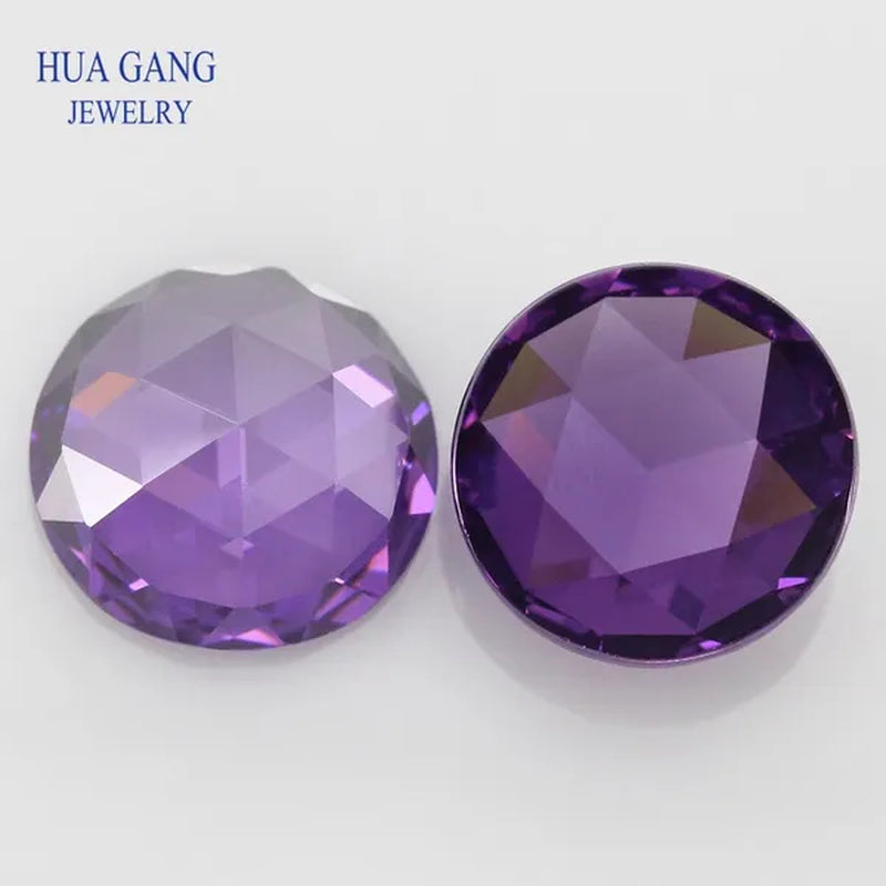 Round Shape Purple Rose Cut CZ Stone Flat Bottom Cubic Zirconia Brilliant Cut AAAAA Loose Gems 8Mm Wholesale Jewelry Stones
