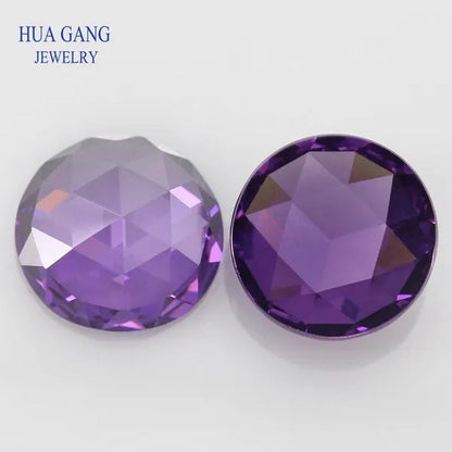 Round Shape Purple Rose Cut CZ Stone Flat Bottom Cubic Zirconia Brilliant Cut AAAAA Loose Gems 8Mm Wholesale Jewelry Stones
