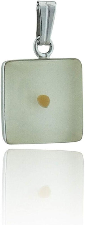 Real Mustard Seed Pendant Stainless Steel Resin Square White Faith Bible Charm